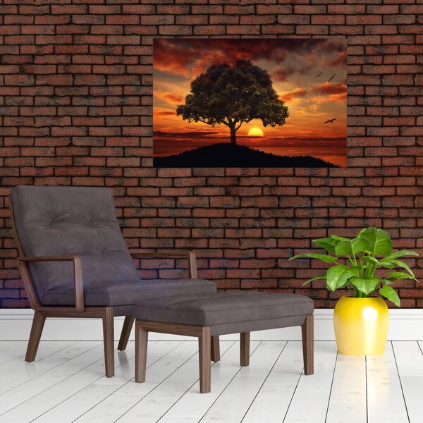 Slika stabla sa zalaskom sunca (90x60 cm)