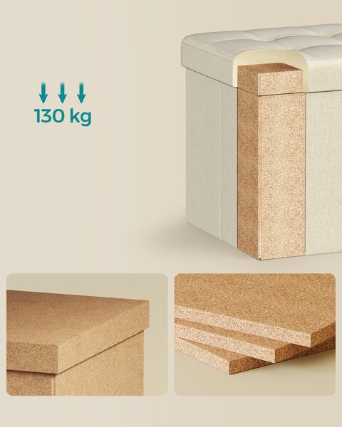 Tabure s prostorom za pohranu OTTOMAN 30x30 cm, krem boje