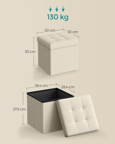 Tabure s prostorom za pohranu OTTOMAN 30x30 cm, krem boje