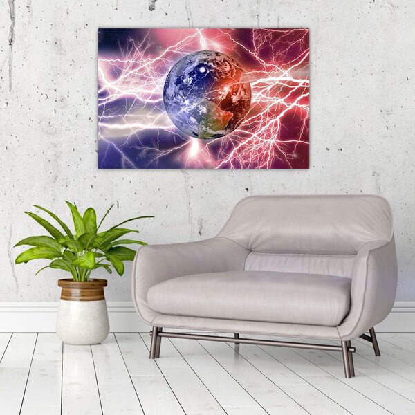 Slika - Zemaljska kugla pod strujom (90x60 cm)