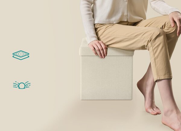 Tabure s prostorom za pohranu OTTOMAN 30x30 cm, krem boje