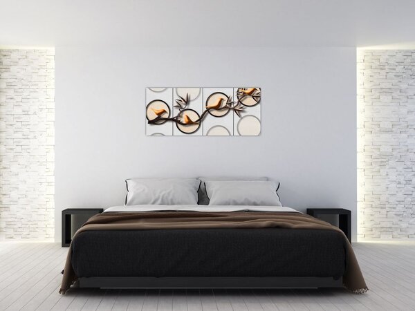 Umjetnička slika - Ptice na grani (120x50 cm)