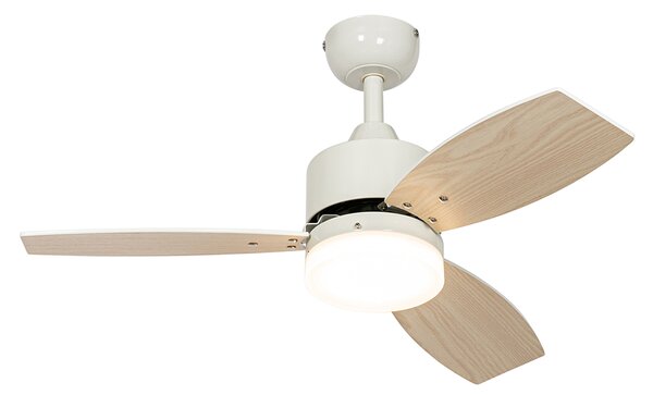 Vanjski stropni ventilator bijeli s uzorkom drveta 91,3 cm uklj. LED prigušiv s daljinskim upravljačem IP44 - Toledo