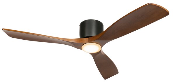 Stropni ventilator crni s drvom 131,5 cm uklj. LED prigušiva s daljinskim upravljačem - Jerri