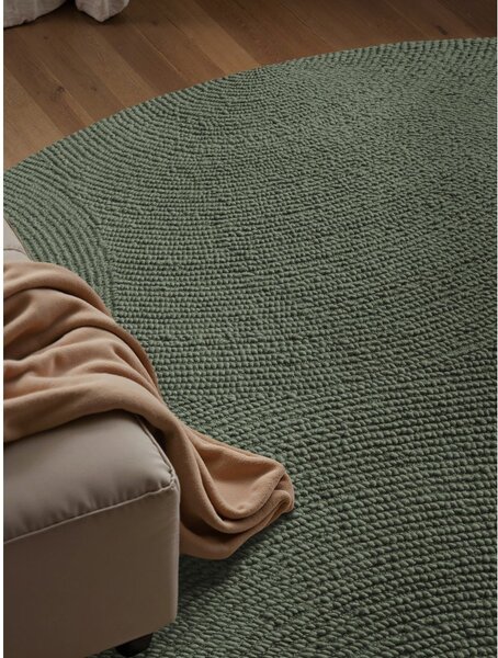 Tamno zeleni ručno rađen vunen okrugao tepih ø 120 cm Calmio – Hanse Home