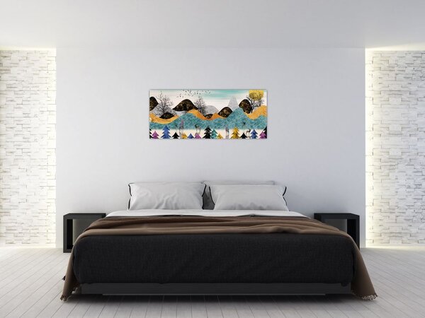 Grafička slika s jelenima (120x50 cm)