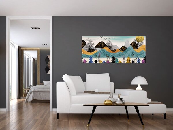 Grafička slika s jelenima (120x50 cm)