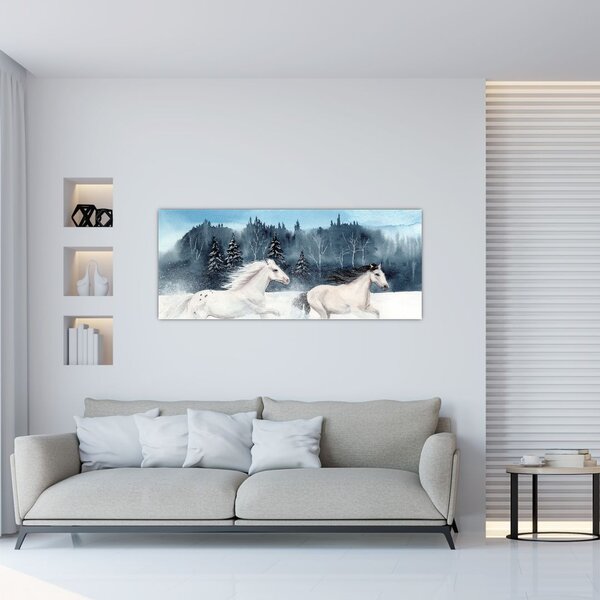 Slika naslikanih konja (120x50 cm)