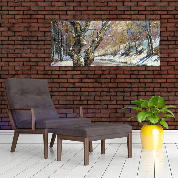 Slika naslikanog zimskog krajolika (120x50 cm)
