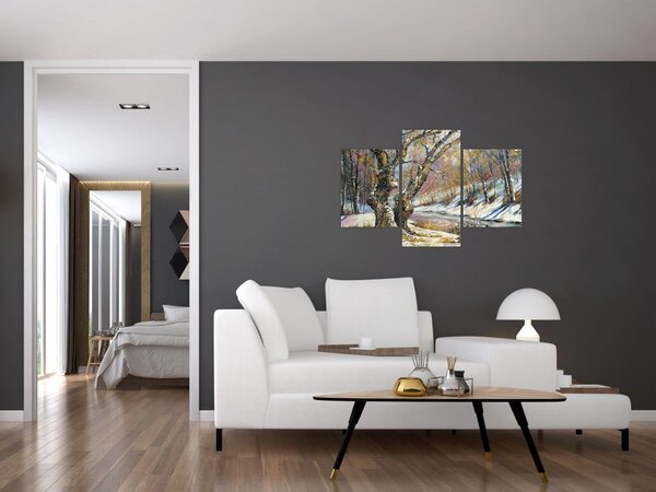 Slika naslikanog zimskog krajolika (90x60 cm)