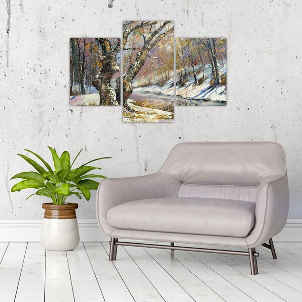 Slika naslikanog zimskog krajolika (90x60 cm)
