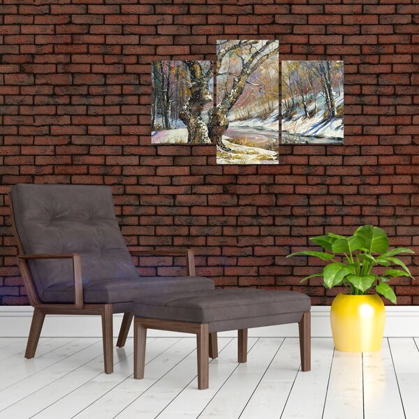 Slika naslikanog zimskog krajolika (90x60 cm)