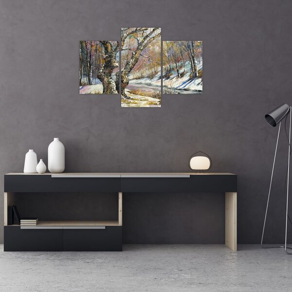 Slika naslikanog zimskog krajolika (90x60 cm)