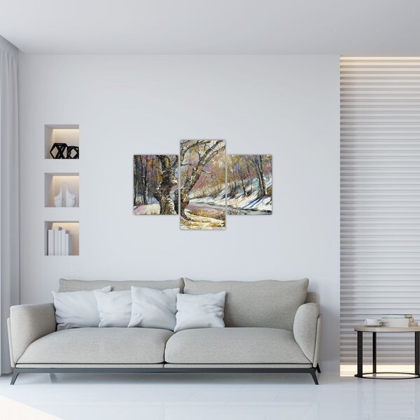 Slika naslikanog zimskog krajolika (90x60 cm)