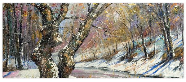 Slika naslikanog zimskog krajolika (120x50 cm)