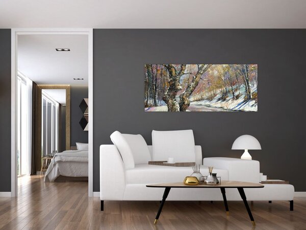 Slika naslikanog zimskog krajolika (120x50 cm)