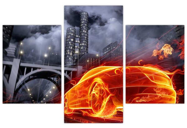 Slika automobila u plamenu (90x60 cm)