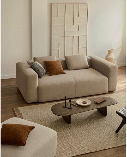 Tamno smeđi stolić za kavu od punog hrasta 64x146 cm Pirita – Kave Home
