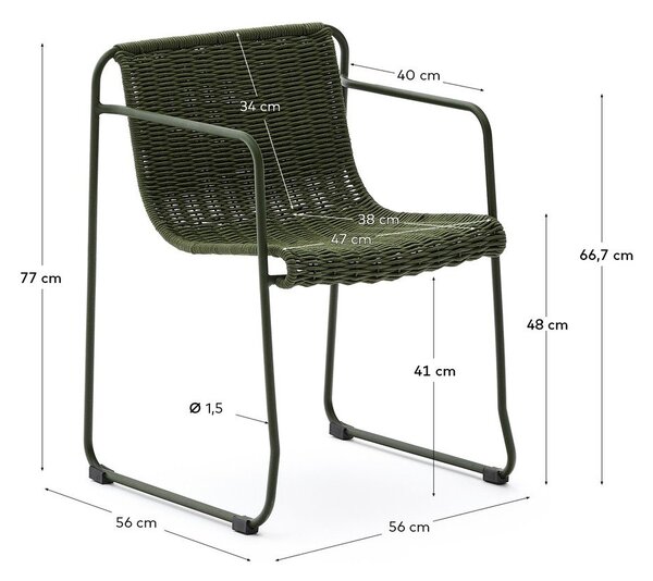 Zelena metalna vrtna stolica Maurina – Kave Home