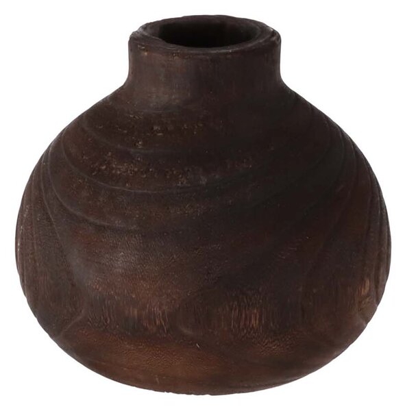 Hogewoning Drvena okrugla vaza tamna Ø21 cm