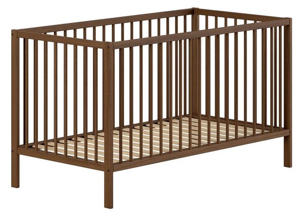 Smeđi dječji krevet od masivne bukve s uklonjivom stranicom/s podesivom visinom 70x140 cm Dino – Vipack