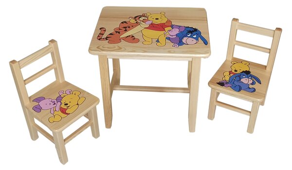 AtmoWood Drveni dječji stolić sa stolicama - Medvjedić Winnie the Pooh