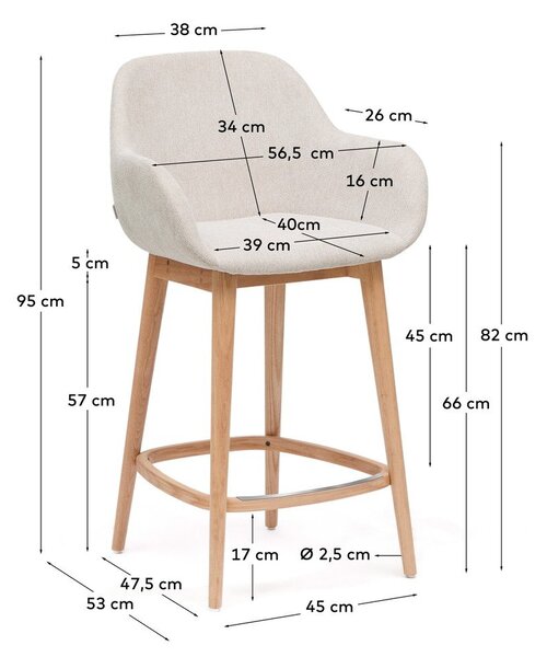 Bež podstavljena barska stolica s naslonima za ruke (visine sjedala 66 cm) Konna – Kave Home