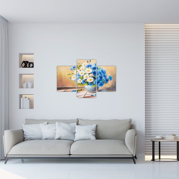 Naslikana slika cvijeća u vazi (90x60 cm)