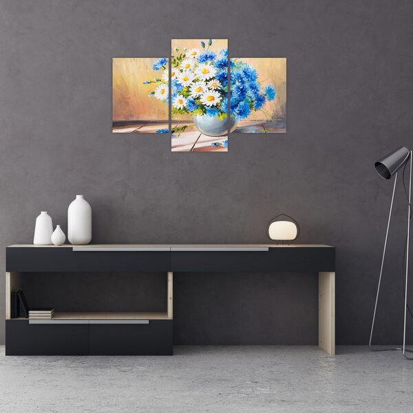 Naslikana slika cvijeća u vazi (90x60 cm)