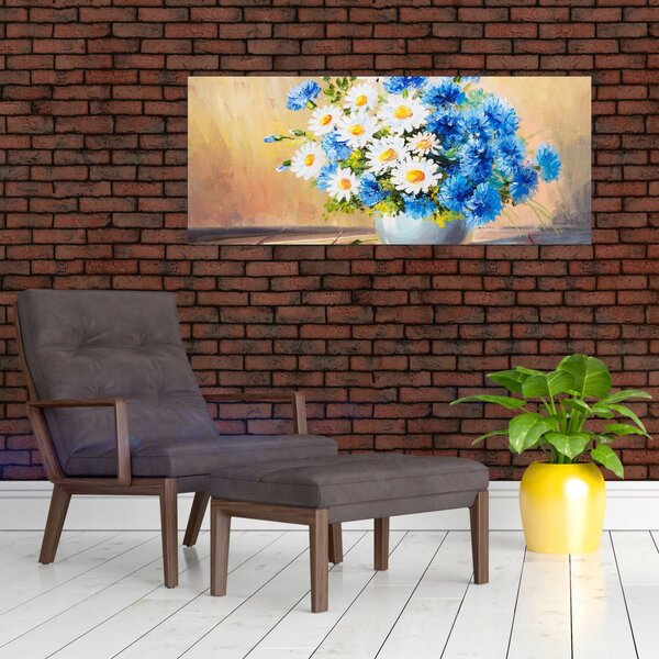 Naslikana slika cvijeća u vazi (120x50 cm)