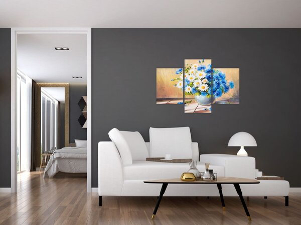 Naslikana slika cvijeća u vazi (90x60 cm)