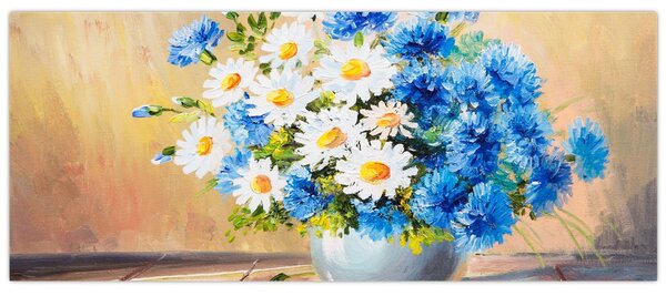 Naslikana slika cvijeća u vazi (120x50 cm)