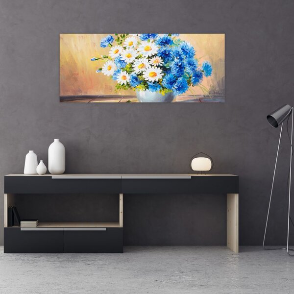 Naslikana slika cvijeća u vazi (120x50 cm)