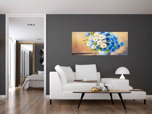 Naslikana slika cvijeća u vazi (120x50 cm)