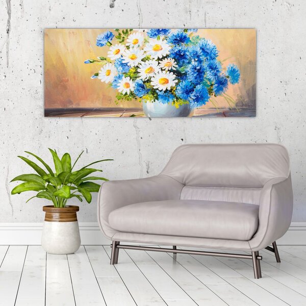 Naslikana slika cvijeća u vazi (120x50 cm)