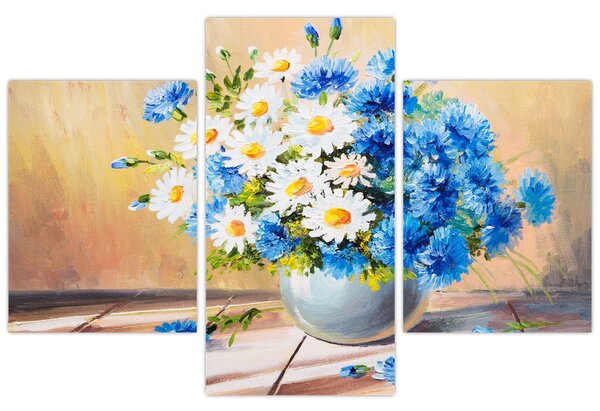 Naslikana slika cvijeća u vazi (90x60 cm)