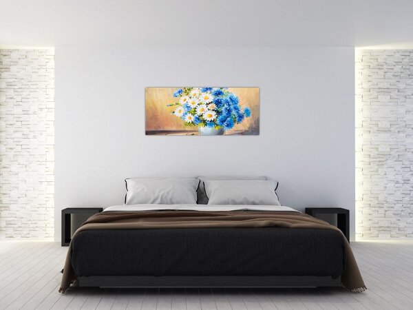 Naslikana slika cvijeća u vazi (120x50 cm)