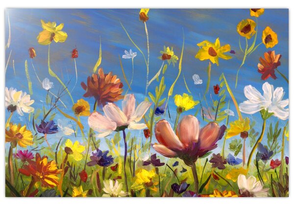 Naslikana slika procvjetale livade (90x60 cm)