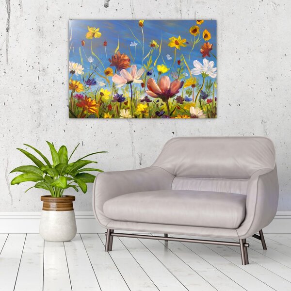 Naslikana slika procvjetale livade (90x60 cm)