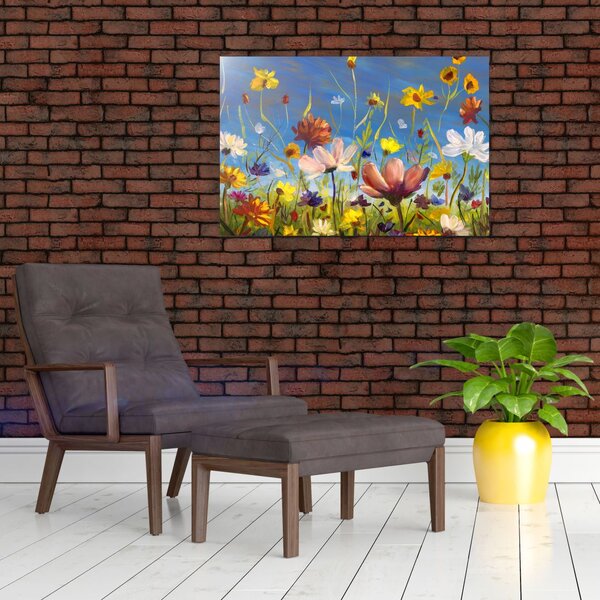 Naslikana slika procvjetale livade (90x60 cm)