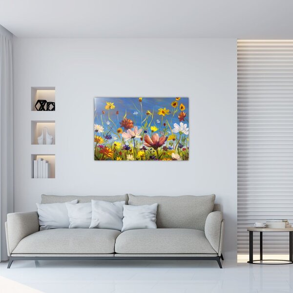 Naslikana slika procvjetale livade (90x60 cm)