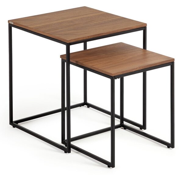 Pomoćni stolići u setu 2 kom s pločom stola u dekoru oraha 45x45 cm Yoana – Kave Home