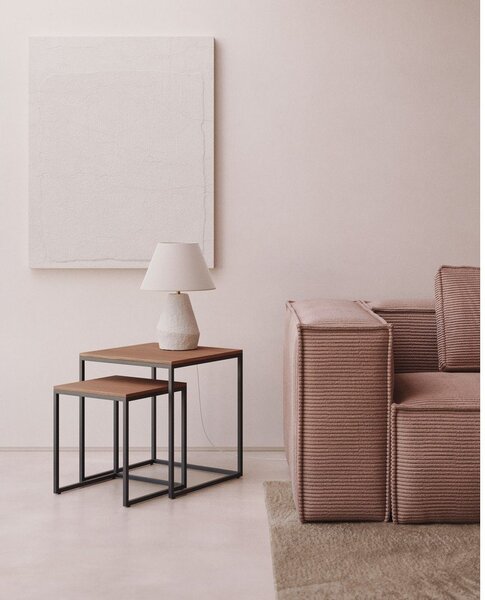 Pomoćni stolići u setu 2 kom s pločom stola u dekoru oraha 45x45 cm Yoana – Kave Home
