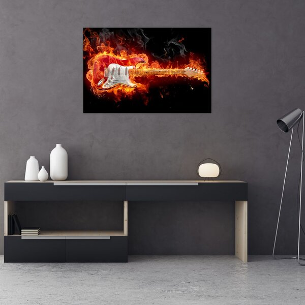 Slika - Gitara u plamenu (90x60 cm)