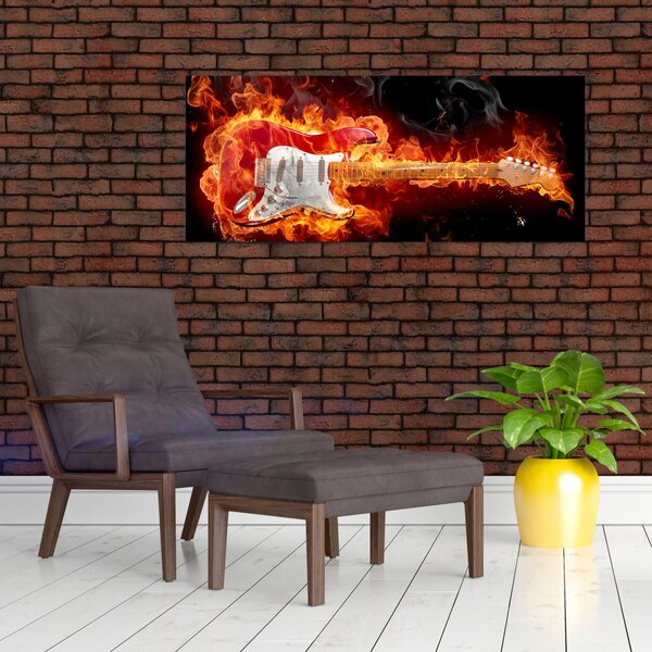 Slika - Gitara u plamenu (120x50 cm)