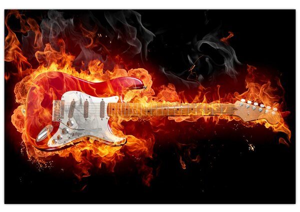 Slika - Gitara u plamenu (90x60 cm)