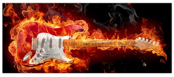 Slika - Gitara u plamenu (120x50 cm)