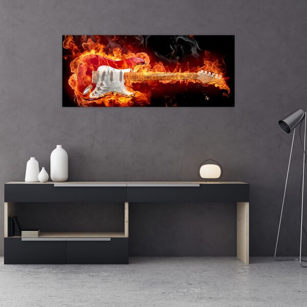 Slika - Gitara u plamenu (120x50 cm)