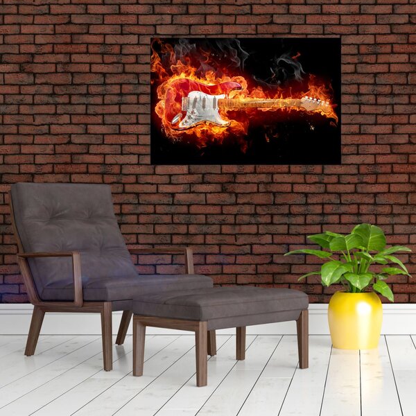 Slika - Gitara u plamenu (90x60 cm)