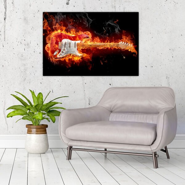 Slika - Gitara u plamenu (90x60 cm)